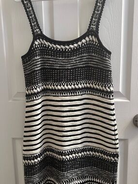 RW&CO. Black & White Striped Knit Midi Dress